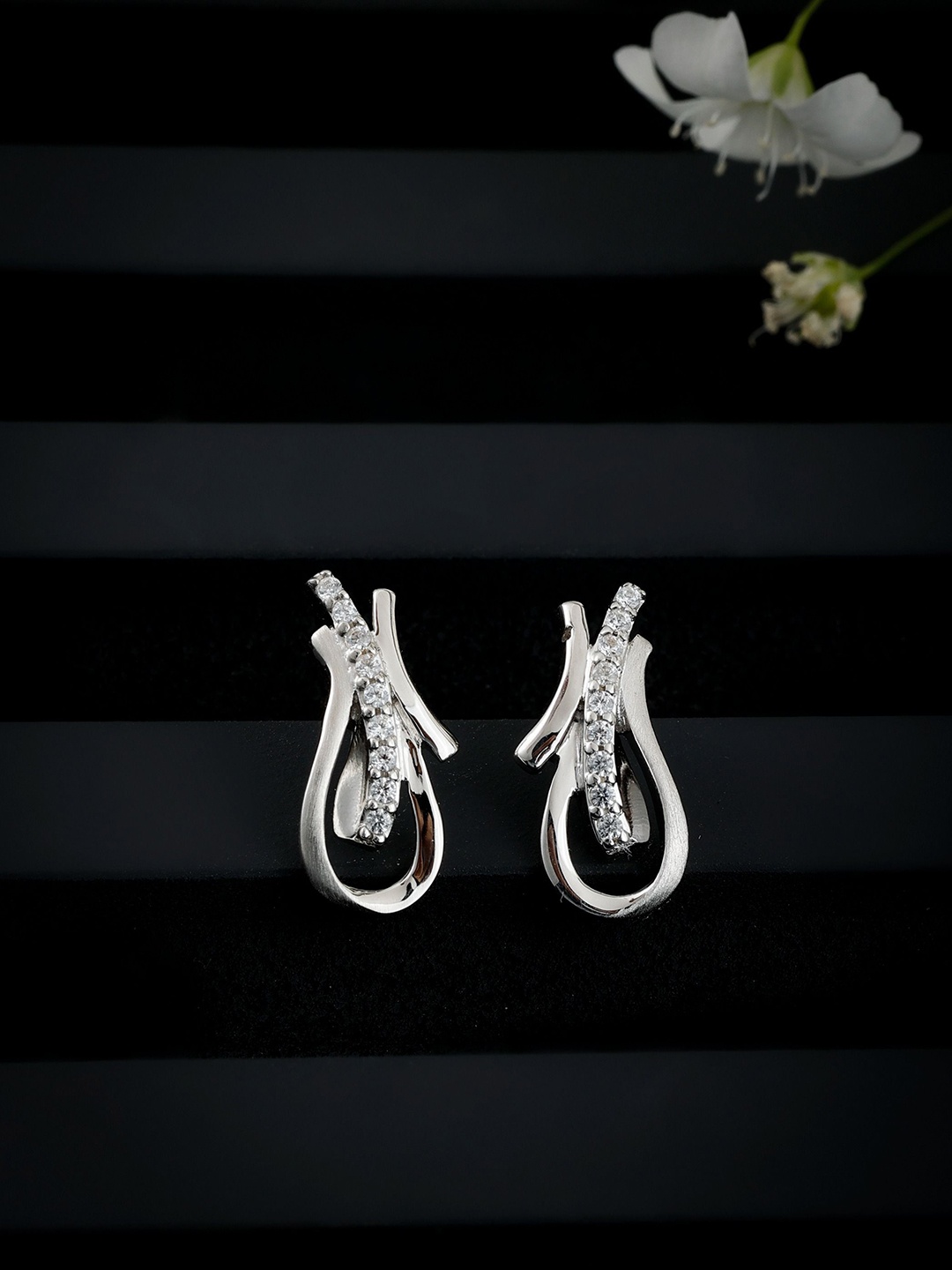 

DIAVO Rhodium-Plated 925 Sterling Silver Cubic Zirconia Contemporary Studs