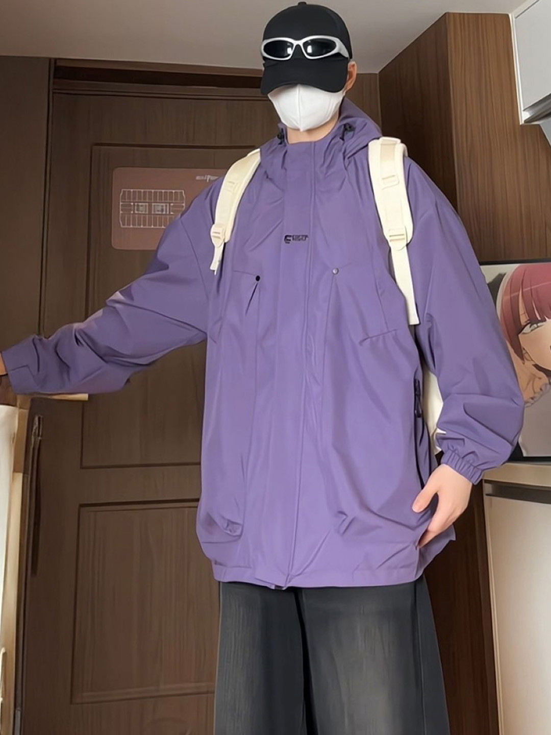 

HERE&NOW Men Hooded Solid Casual Bomber Jacket, Purple