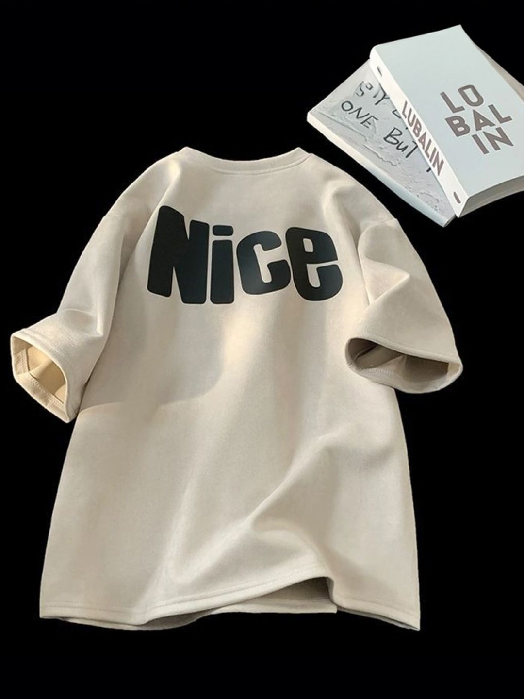 

HERE&NOW Men Typography Printed Round Neck Oversized T-shirt, Cream