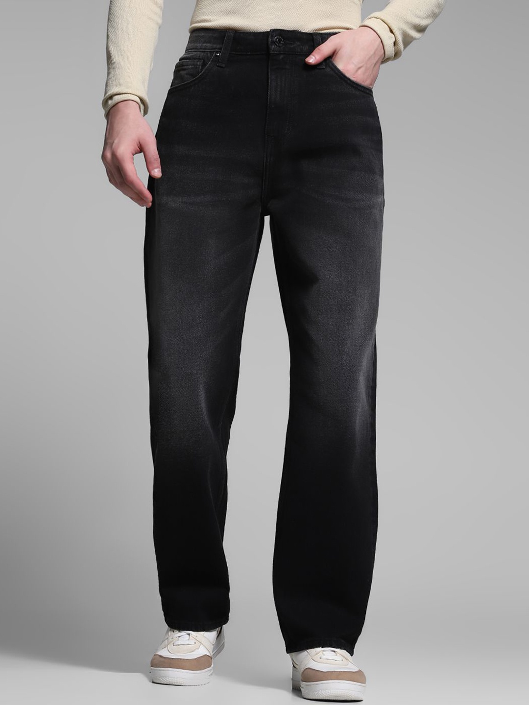 

Jack & Jones Men Straight Fit High-Rise Light Fade Jeans, Black