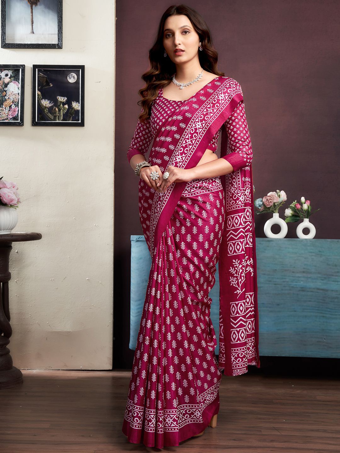 

KALINI Bagh Printed Saree, Maroon