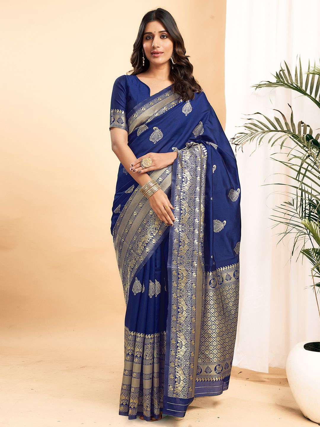 

KALINI Woven Design Zari Banarasi Saree, Blue