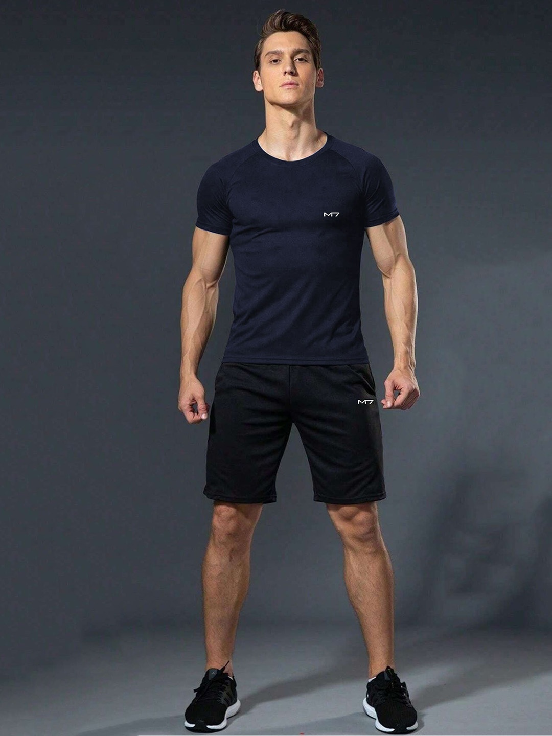 

M7 by Metronaut Round Neck Short Sleeves T-Shirt & Shorts, Navy blue