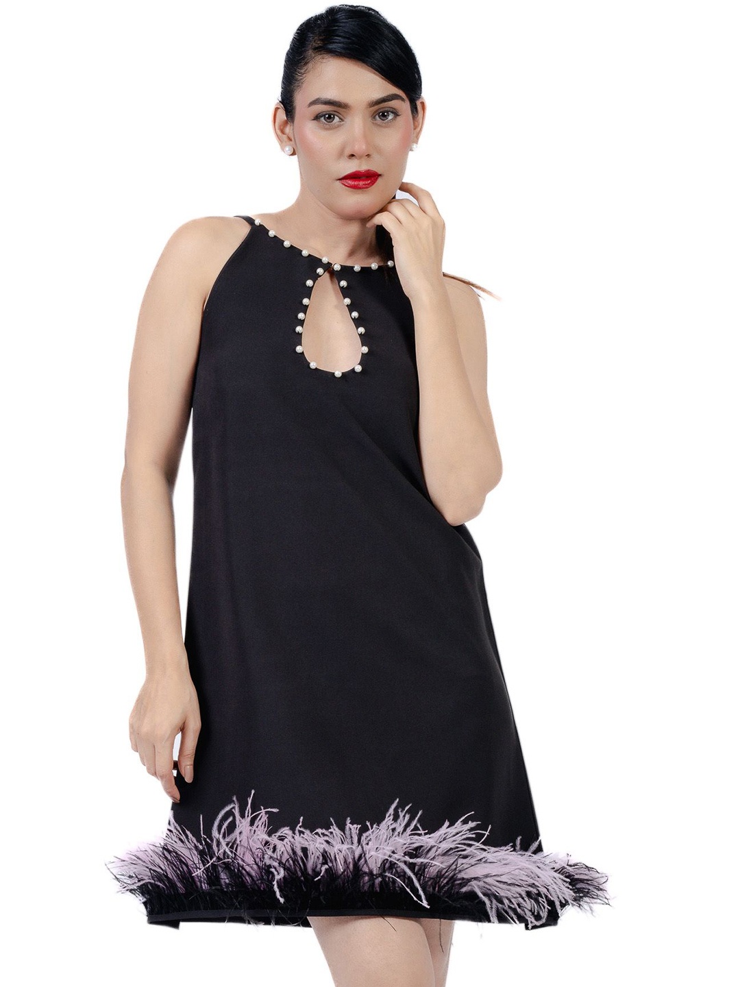 

THEFIGUREOUT Women Sleeveless A-Line Dress, Black