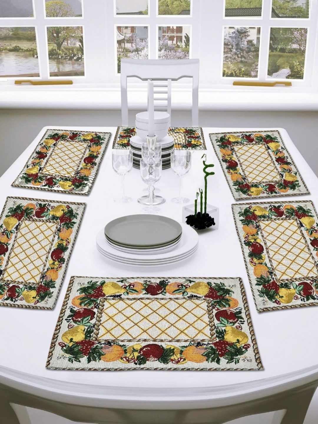 

ANA 6-Pcs Beige & Green Printed Rectangular Table Placemats