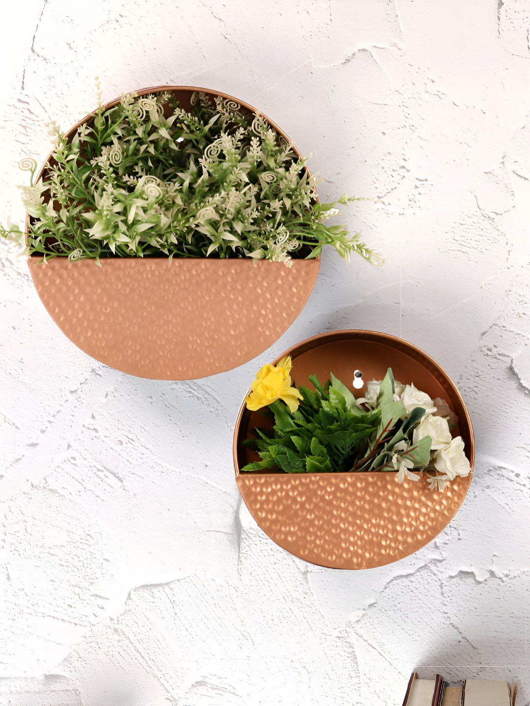 

VarEesha 2-Pcs Round Wall Hanging Planters, Copper