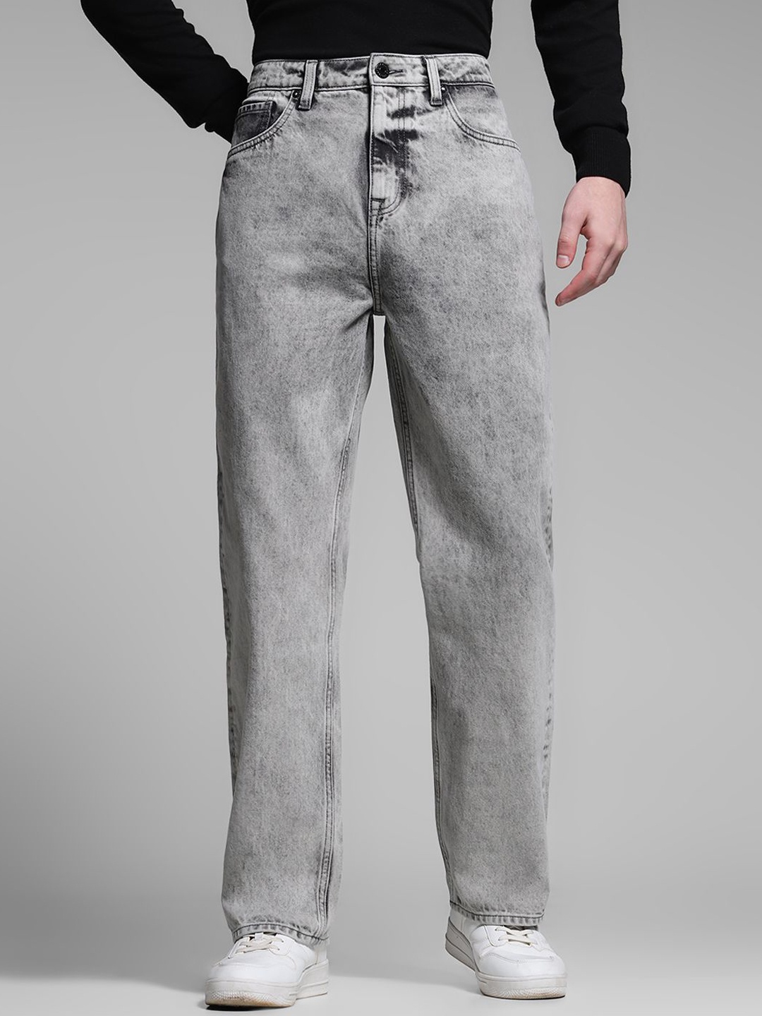 

Jack & Jones Men Straight Fit High-Rise Light Fade Jeans, Grey