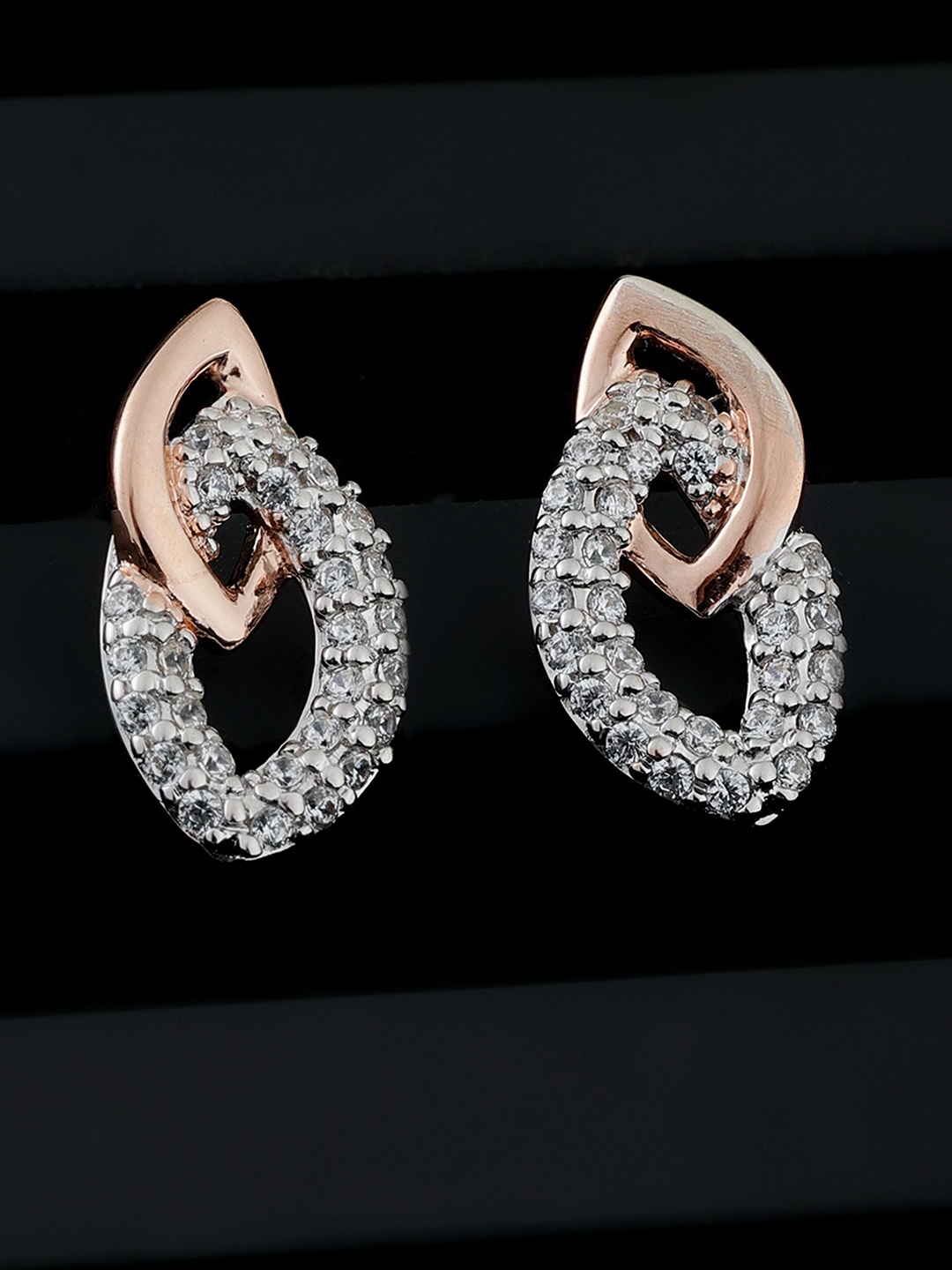 

DIAVO Rose Gold-Plated 925 Sterling Silver Cubic Zirconia Contemporary Studs