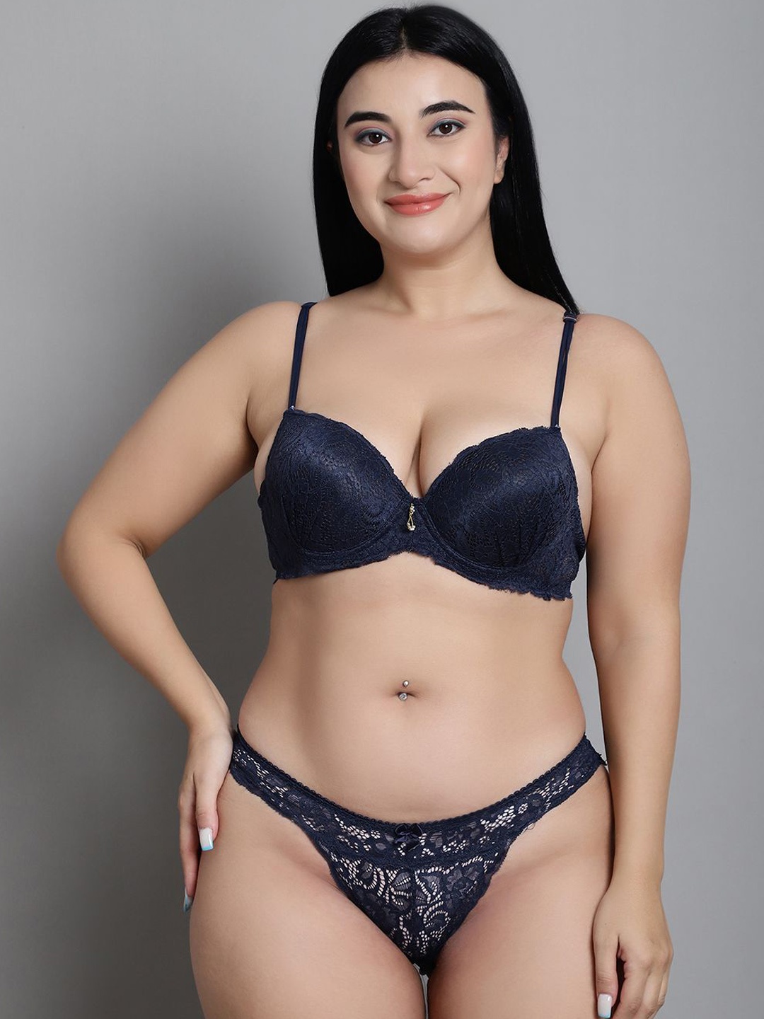 

MAKCLAN Lightly Padded lingerie Set K6637LDS, Navy blue