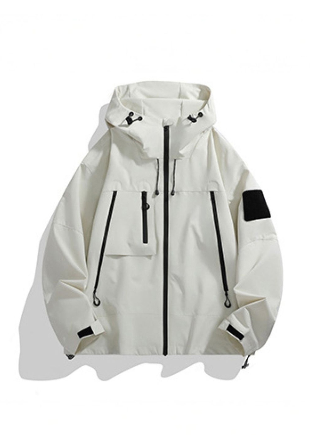 

HERE&NOW Men Hooded Solid Casual Tailored Jacket, White