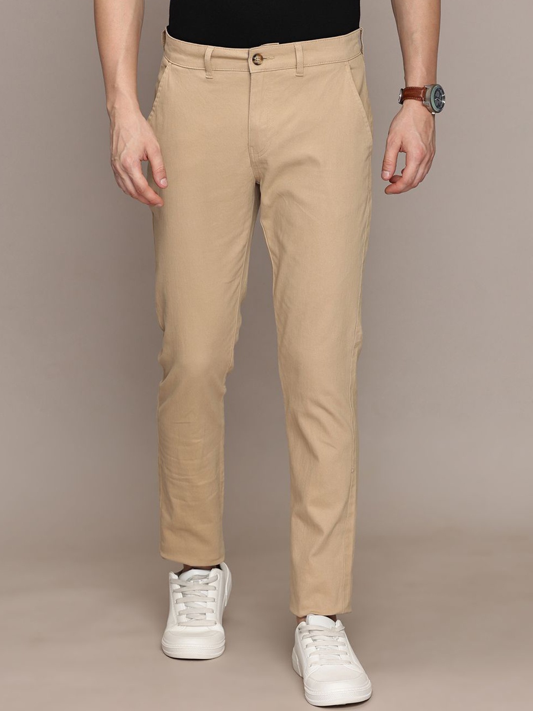 

Nautica Men Smart Mid-Rise Slim Fit Chinos Trousers, Beige