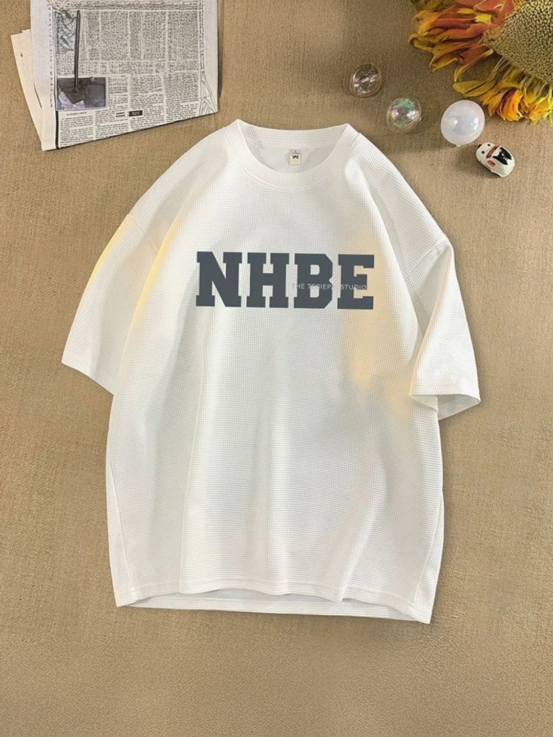 

HERE&NOW Men Typography Printed Round Neck Oversized T-shirt, White