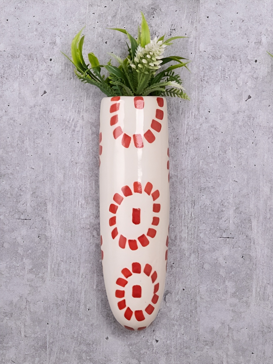 

VarEesha Off White & Red Printed Wall Hanging Planter