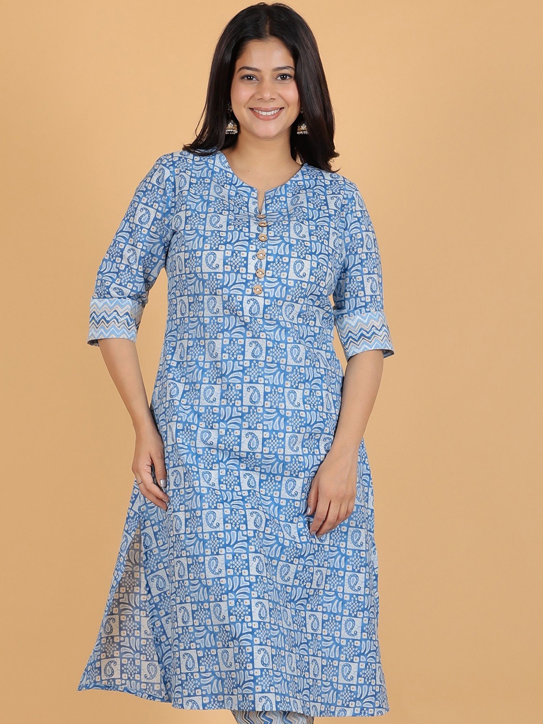 

Aramya Paisley Printed Soft Cotton Straight Kurta, Blue