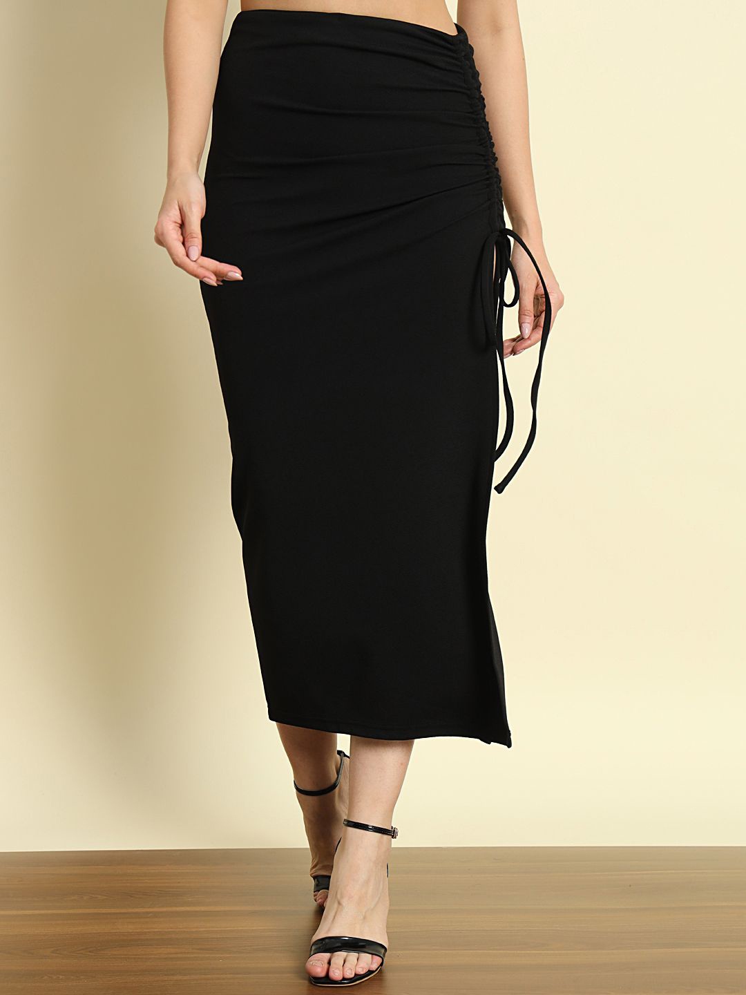 

BAESD Women High-Slit Straight Midi Skirt, Black