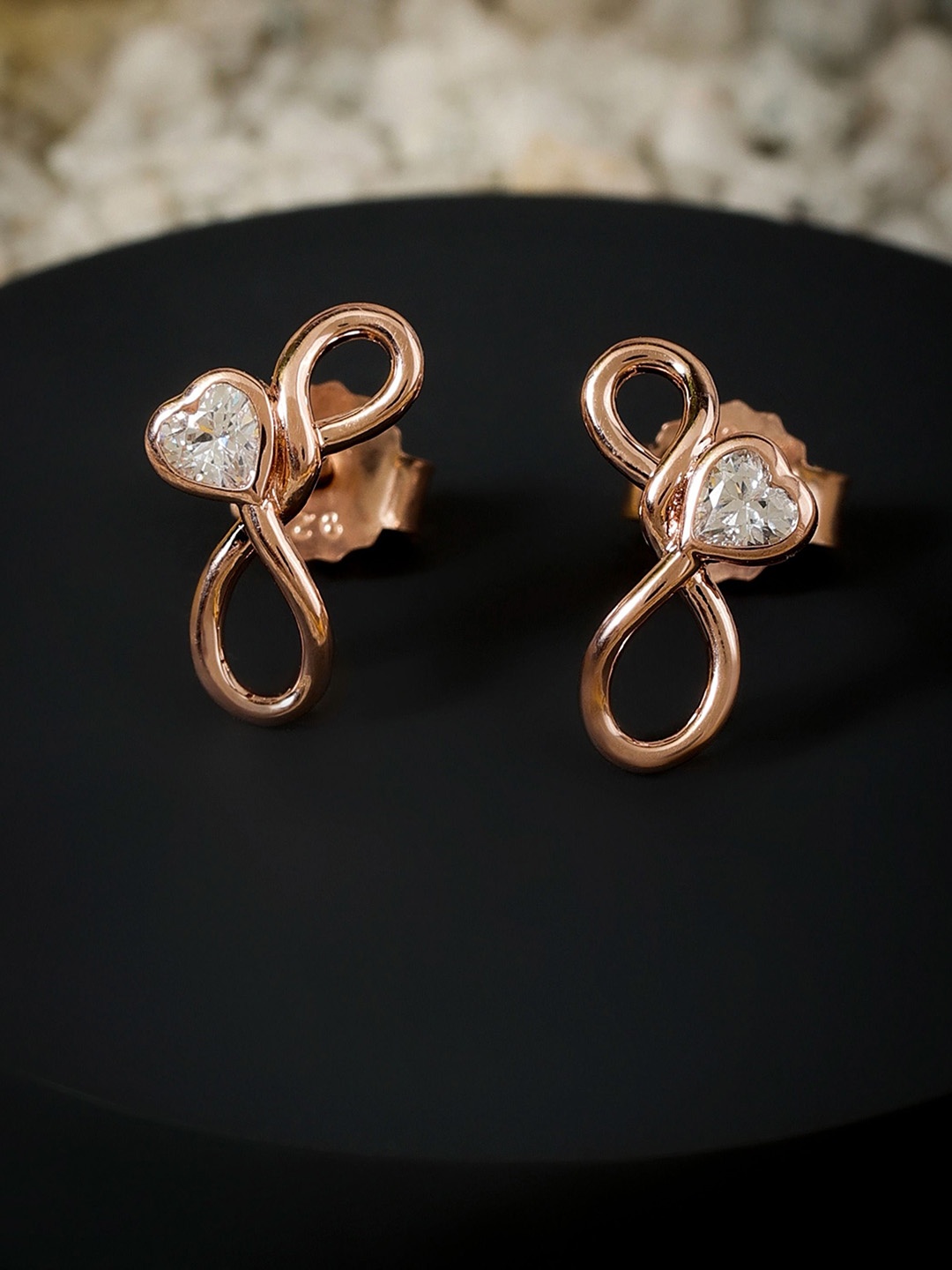 

DIAVO Rose Gold-Plated 925 Sterling Silver Cubic Zirconia Contemporary Studs