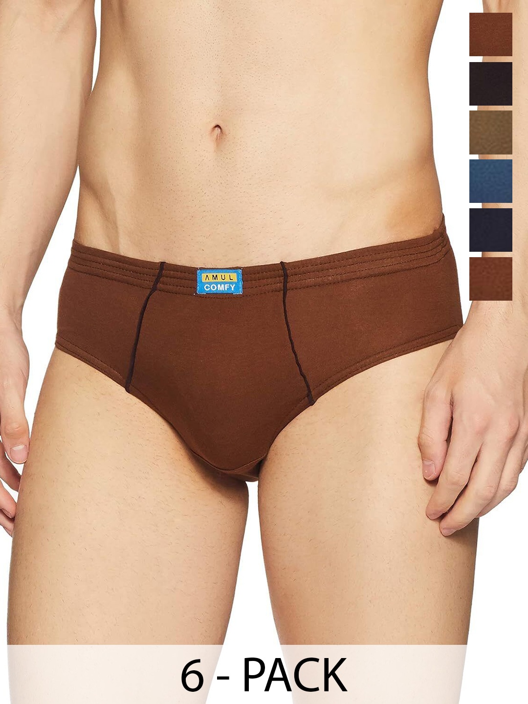 

AMUL COMFY Men Pack Of 6 Pure Combed Cotton Basic Briefs Comfy-Brief-IE-6-100, Blue