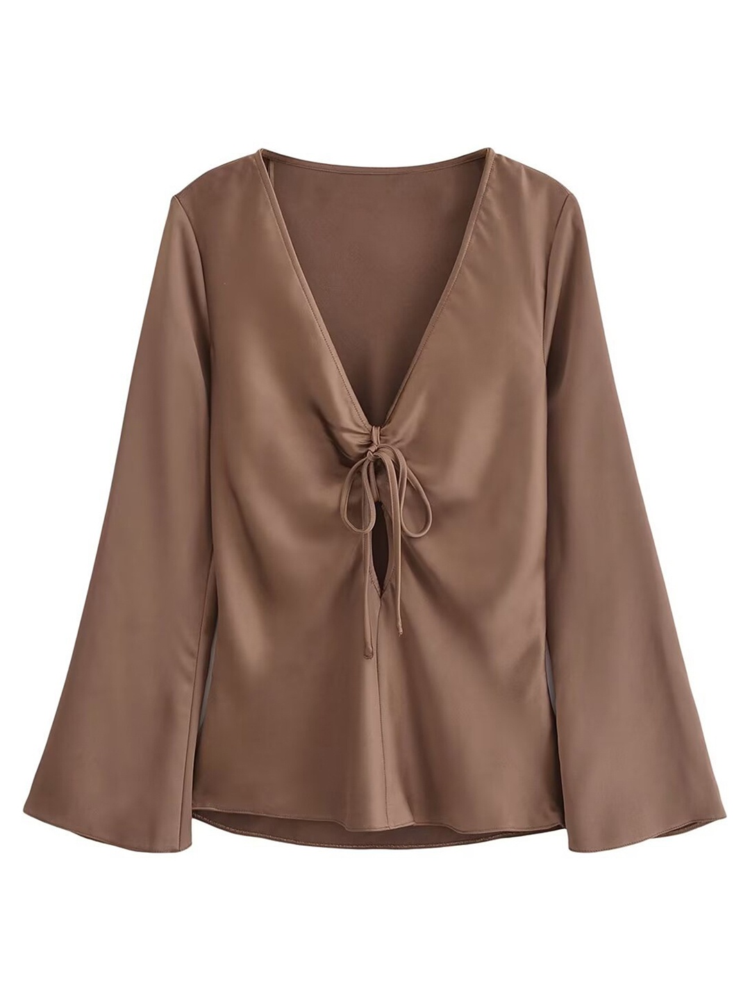 

LULU & SKY Flared Sleeve Top, Brown
