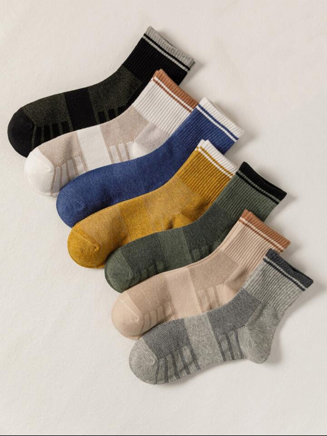 

Sockscarving Unisex Pack Of 7 Patterned Cotton Above Ankle-Length Socks, Green