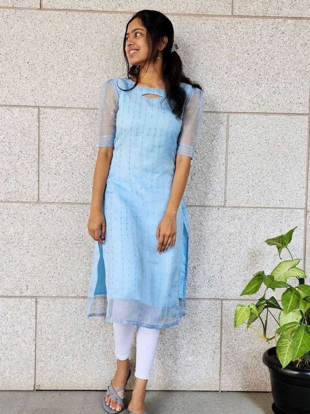 

Rujave Embroidered Sequinned Kurta, Blue