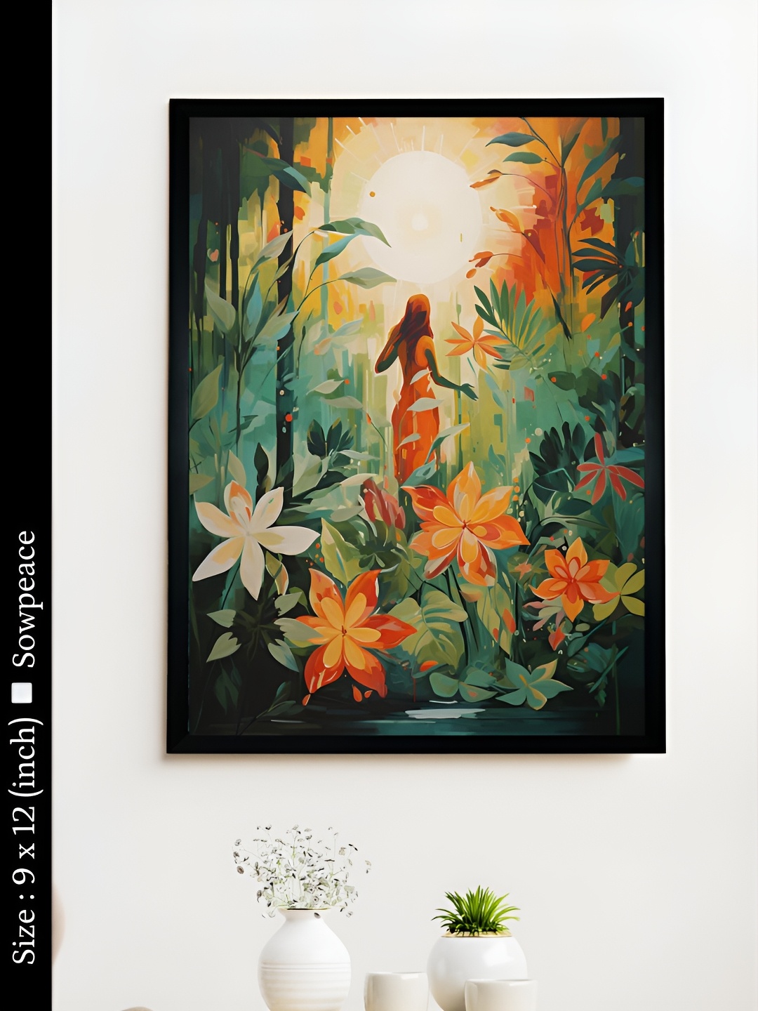 

SOWPEACE Green & Orange 1 Piece Canvas Abstract Wall Photographs