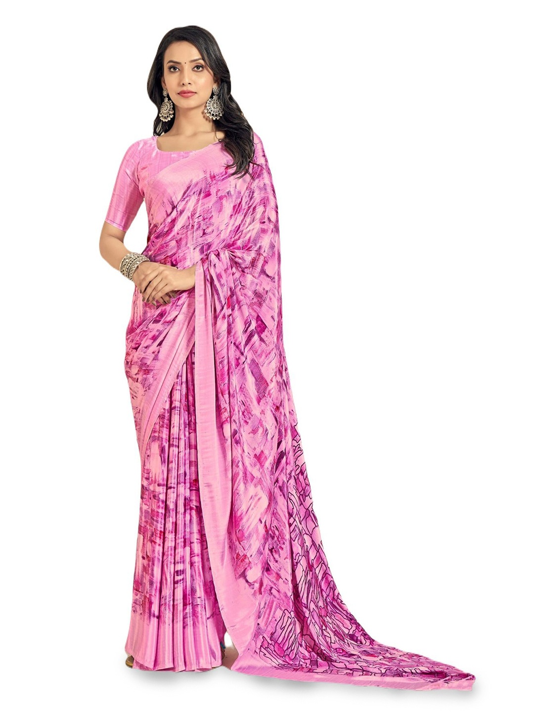 

Reboot Fashions Women Self Design, Abstract Printed Saree, Pink