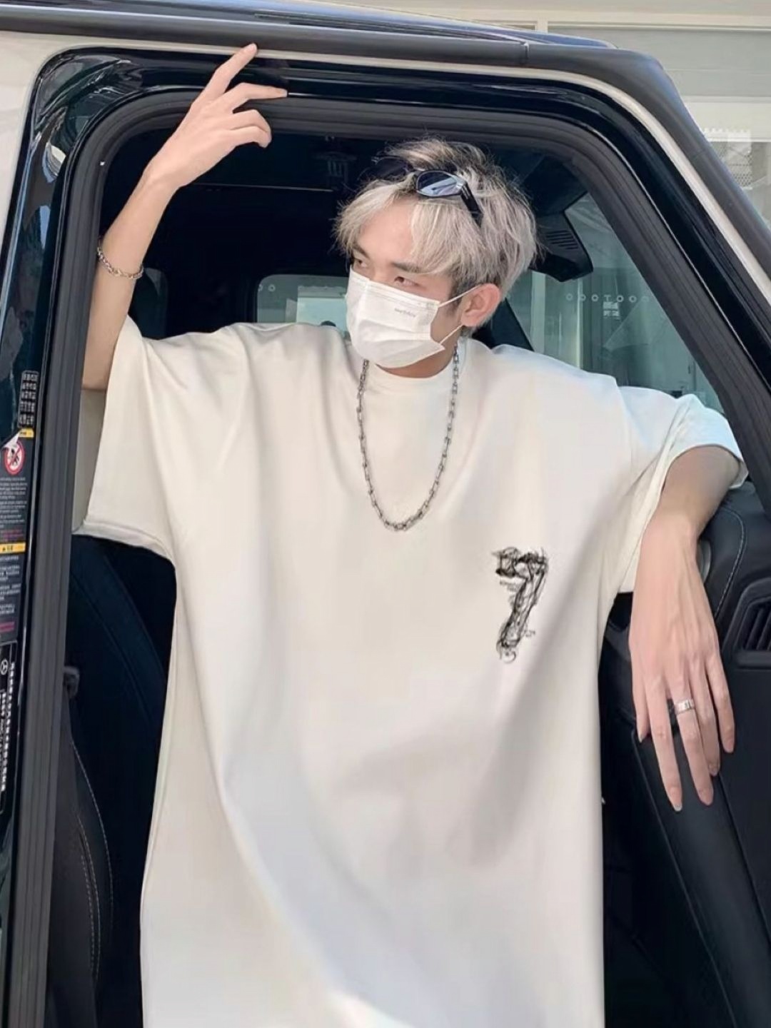 

HERE&NOW Men Typography Printed Round Neck Cotton Oversized T-shirt, Cream