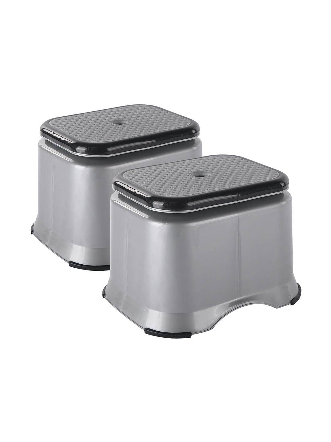 

Kuber Industries Grey & Black 2 Pieces Anti-Slip Bathroom Stools