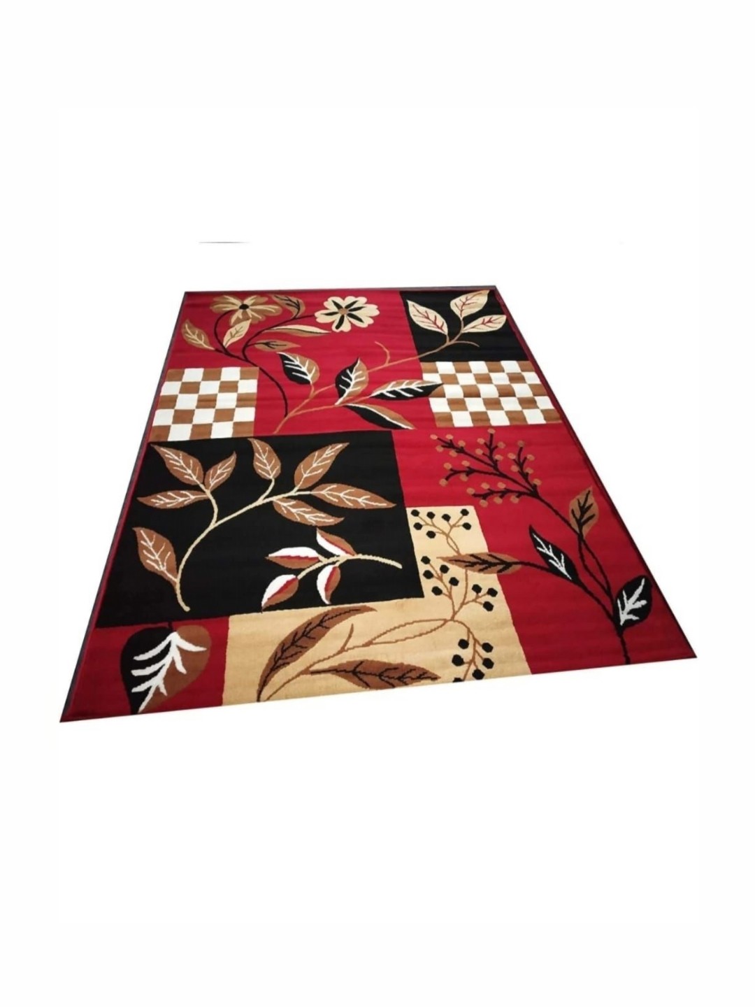 

Samjeeda Handloom carpets Black & Red Geometric Anti-Skid Carpet