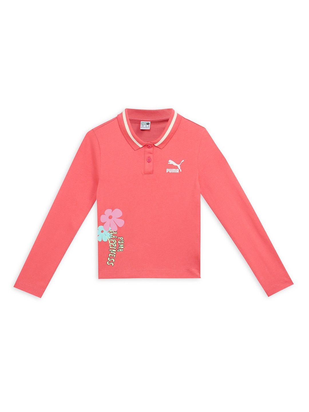 

Puma Girls Classics Floral Print Cotton T-Shirt, Pink