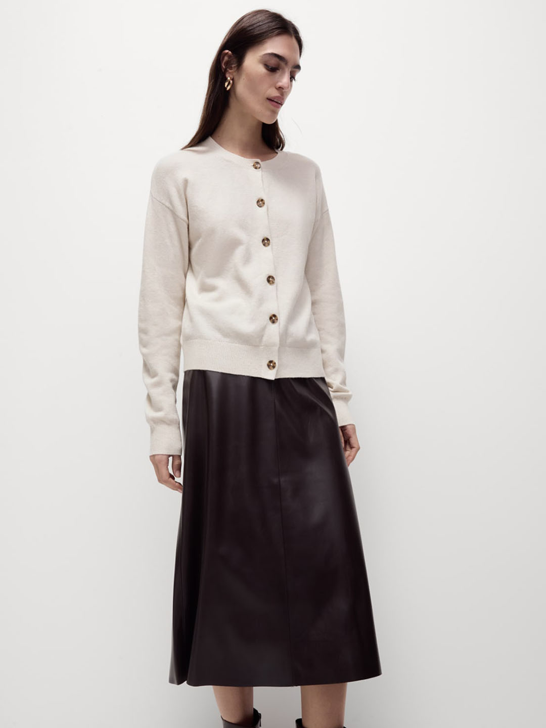 

Marks & Spencer Women Long Sleeves Ribbed Cardigan, Cream