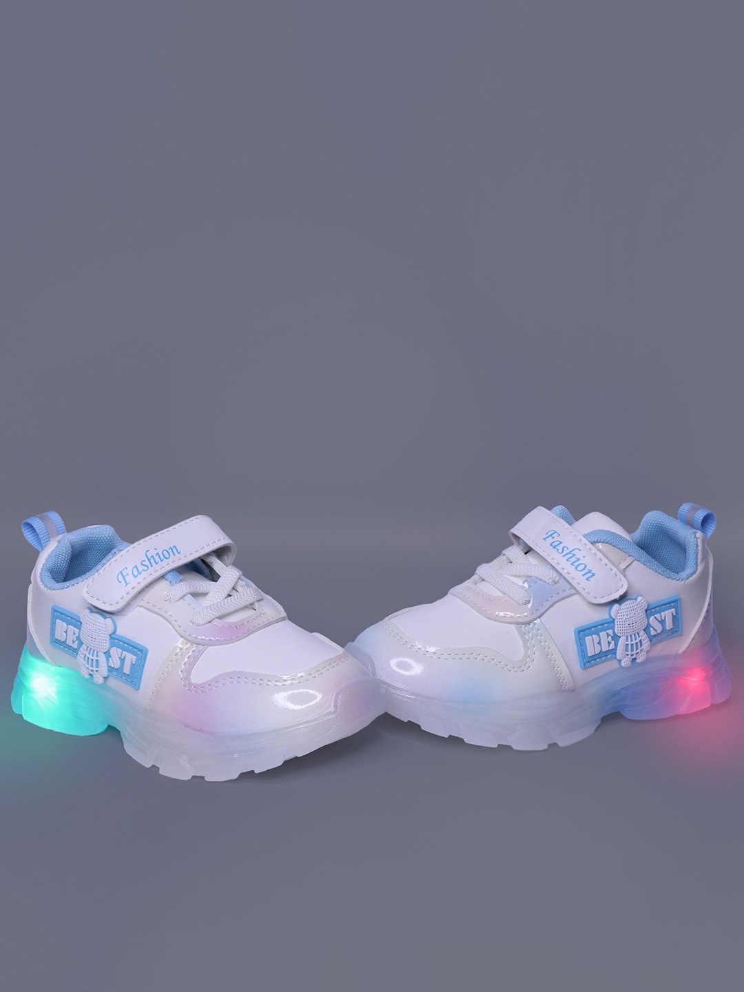 

NEW STEPS Kids Colourblocked LED Velcro Sneakers, Blue