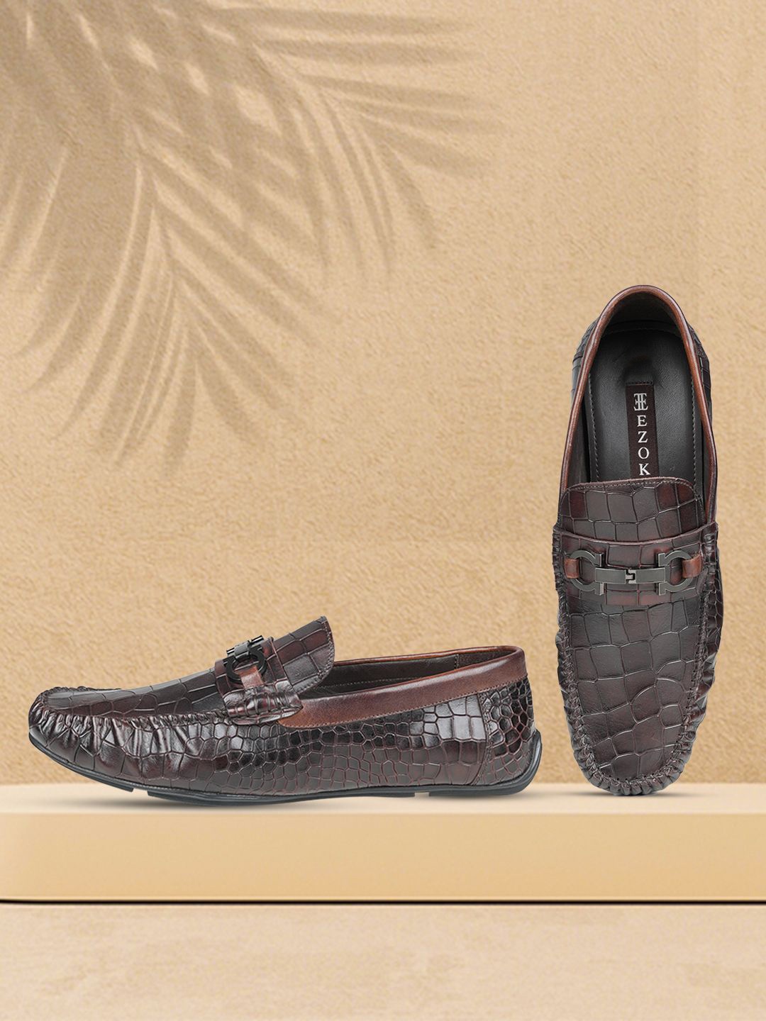 

EZOK Men Leather Lace-Ups Casual Shoes, Brown