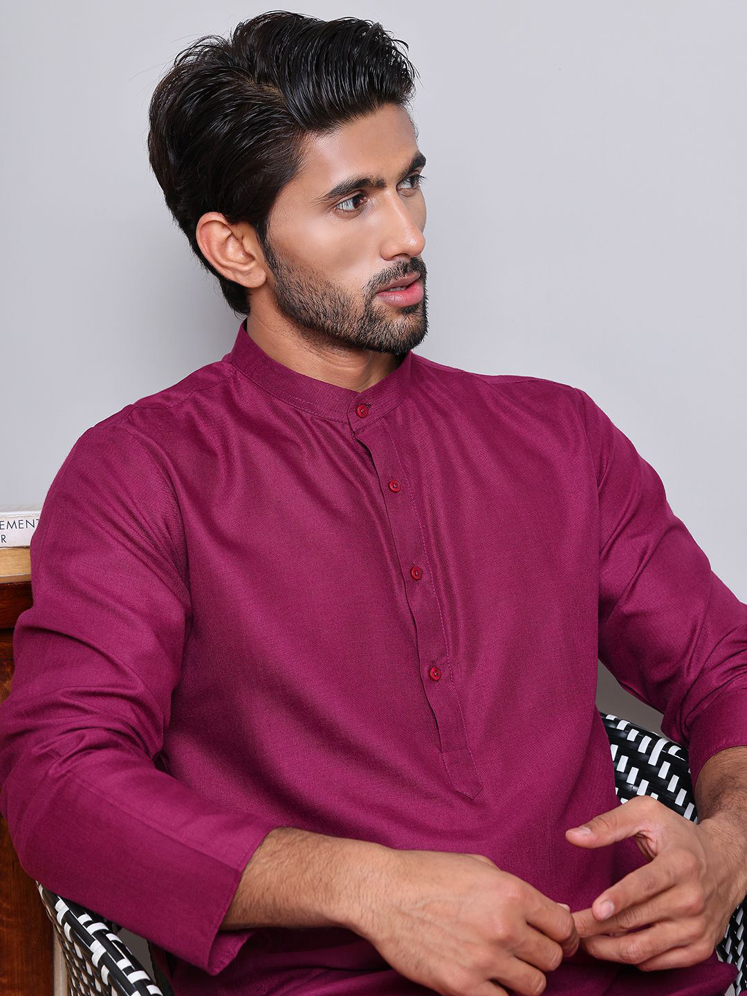 

Jompers Mandarin Collar Cotton Straight Kurta, Pink