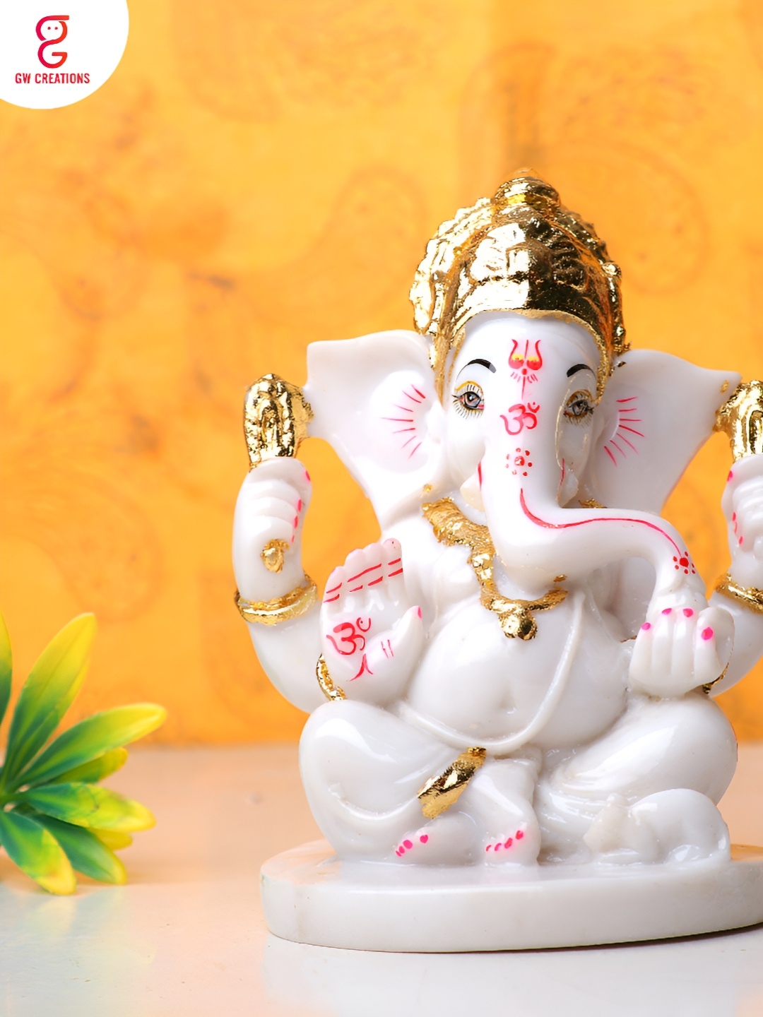 

GW CREATIONS White & Red Lord Ganesha Religious Idol Showpiece