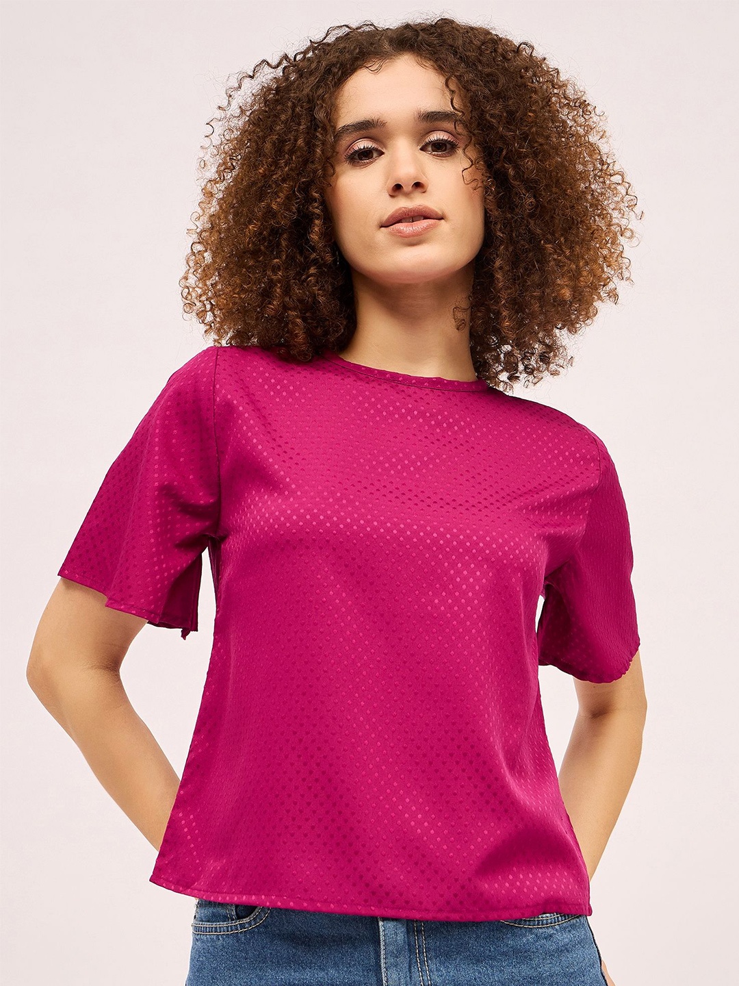 

Mayra Women Flared Sleeves Top, Fuchsia