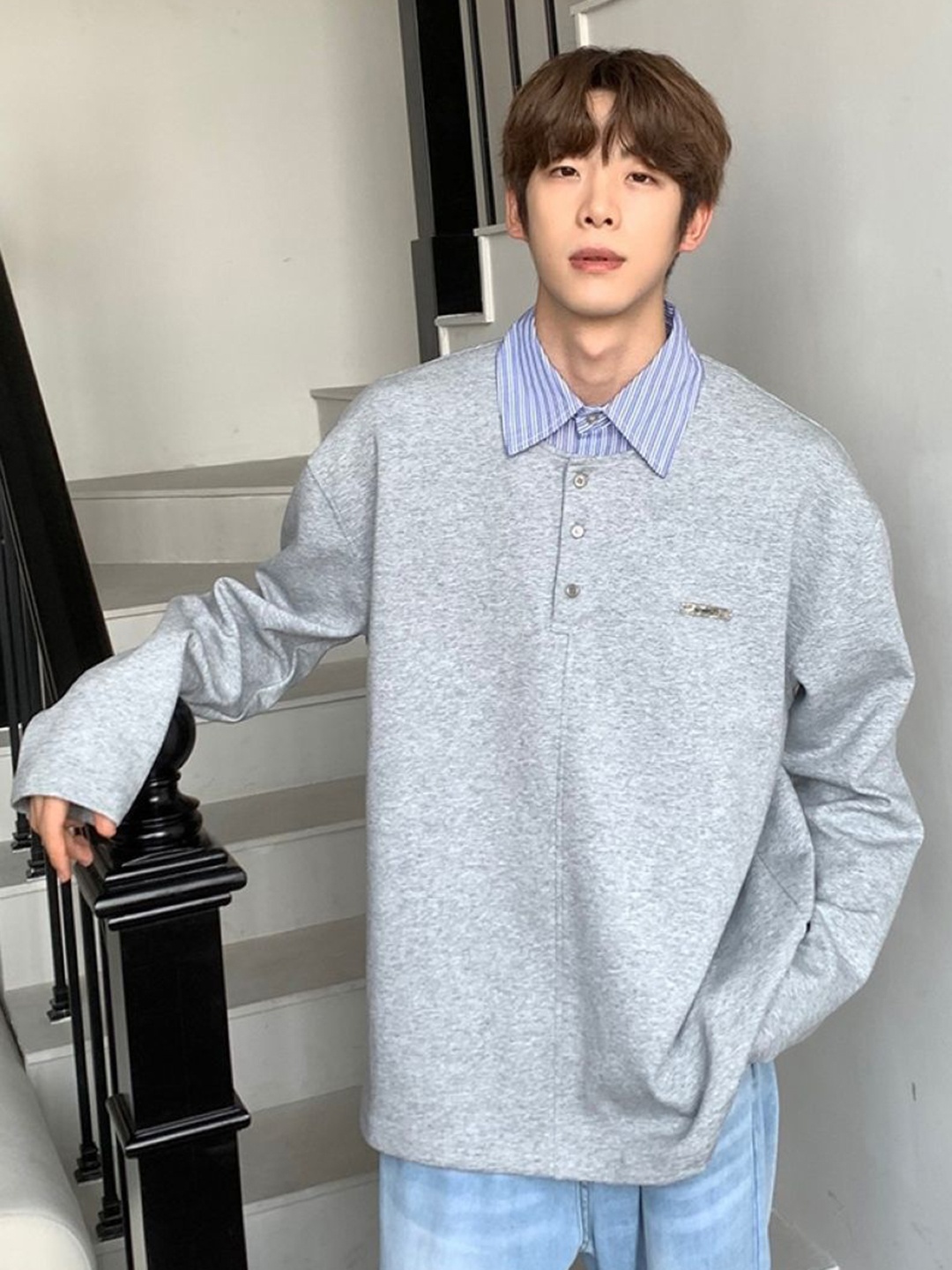 

HERE&NOW Men Solid Round Neck Oversized T-shirt, Grey