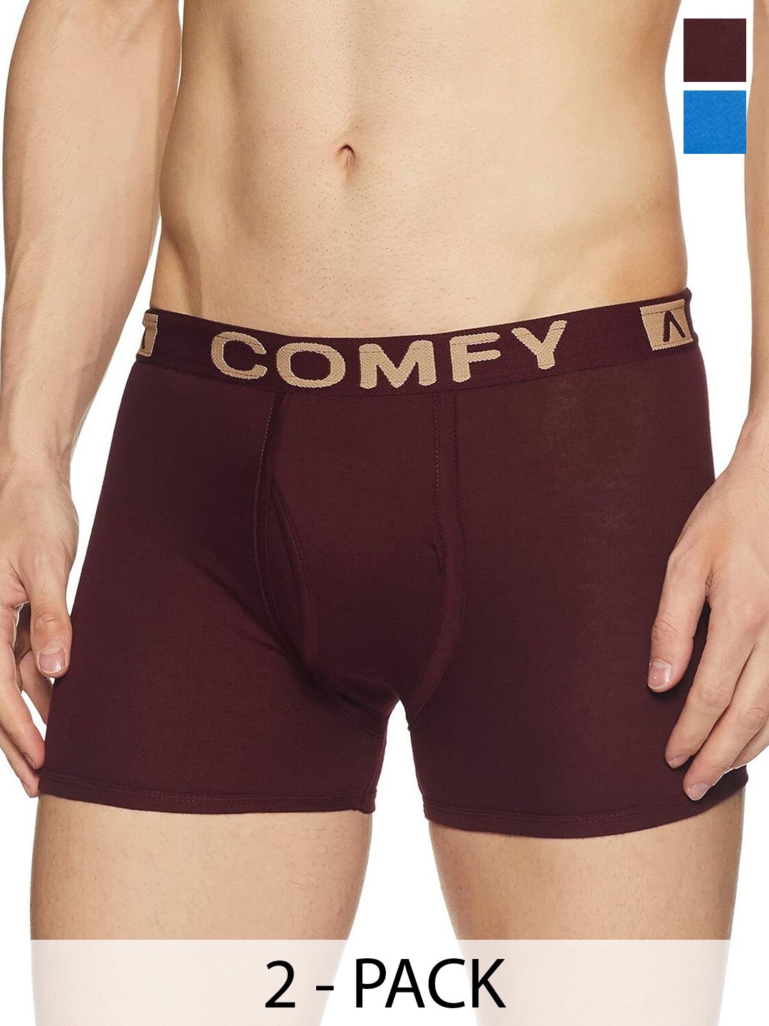 

AMUL COMFY Men Pack Of 2 Assorted Pure Cotton Trunks - Comfy-Plain-Trunk-OE-2-95, Blue