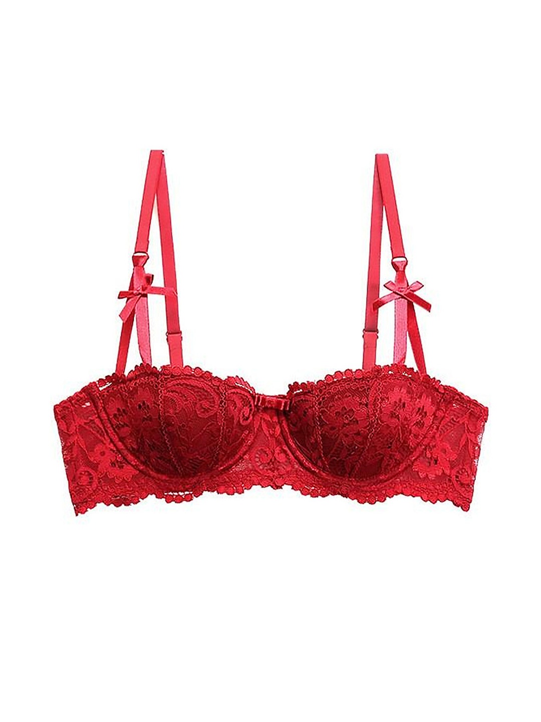 

LULU & SKY Women Floral Cut and Sew Medium Coverage Lightly Padded Bra, Red