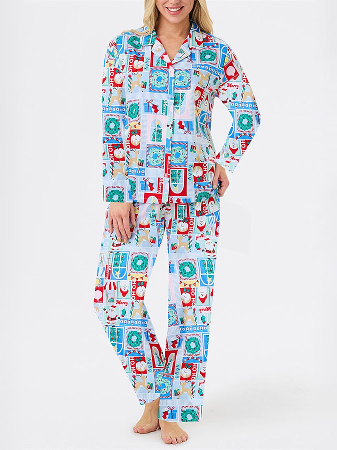

LULU & SKY Women Graphic Printed Night suit, Blue