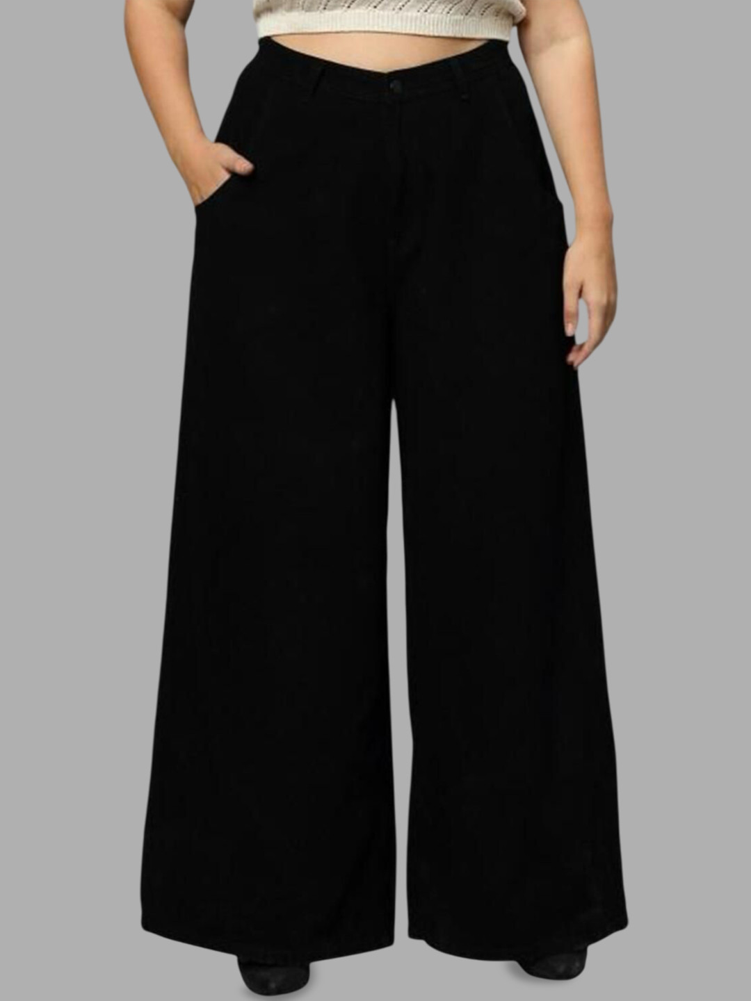 

Perfect Outlet Women Plus Size Straight Fit High-Rise Stretchable Jeans, Black