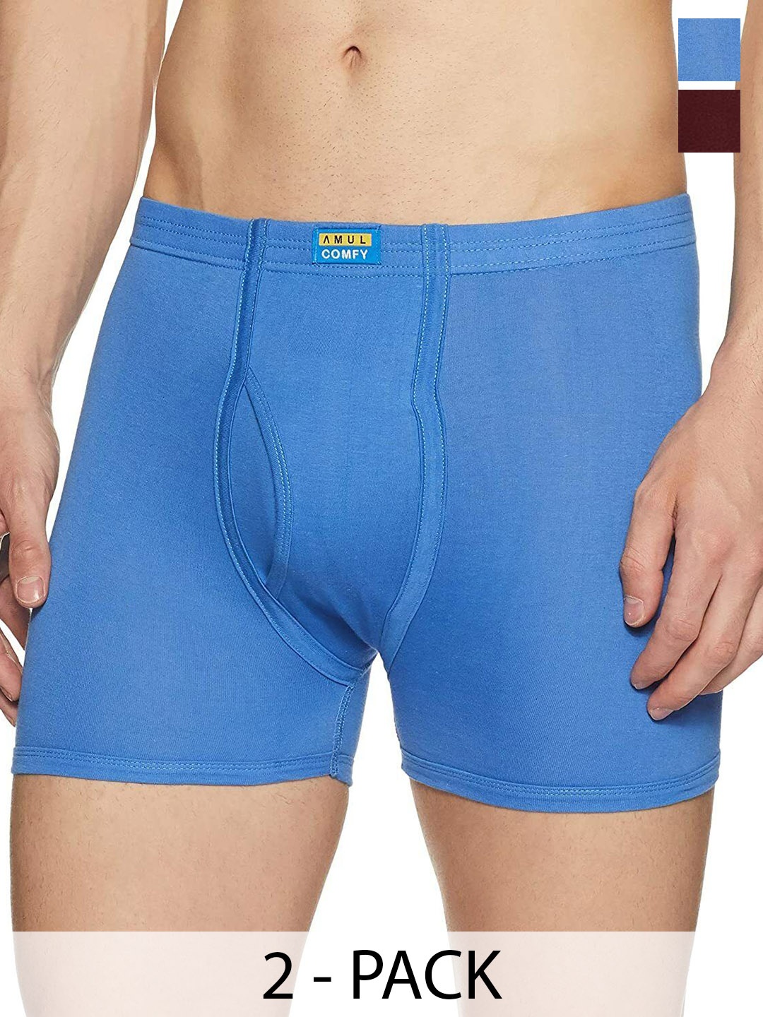 

AMUL COMFY Men Pack Of 2 Assorted Trunks Comfy-Plain-Trunk-IE-2-95, Blue