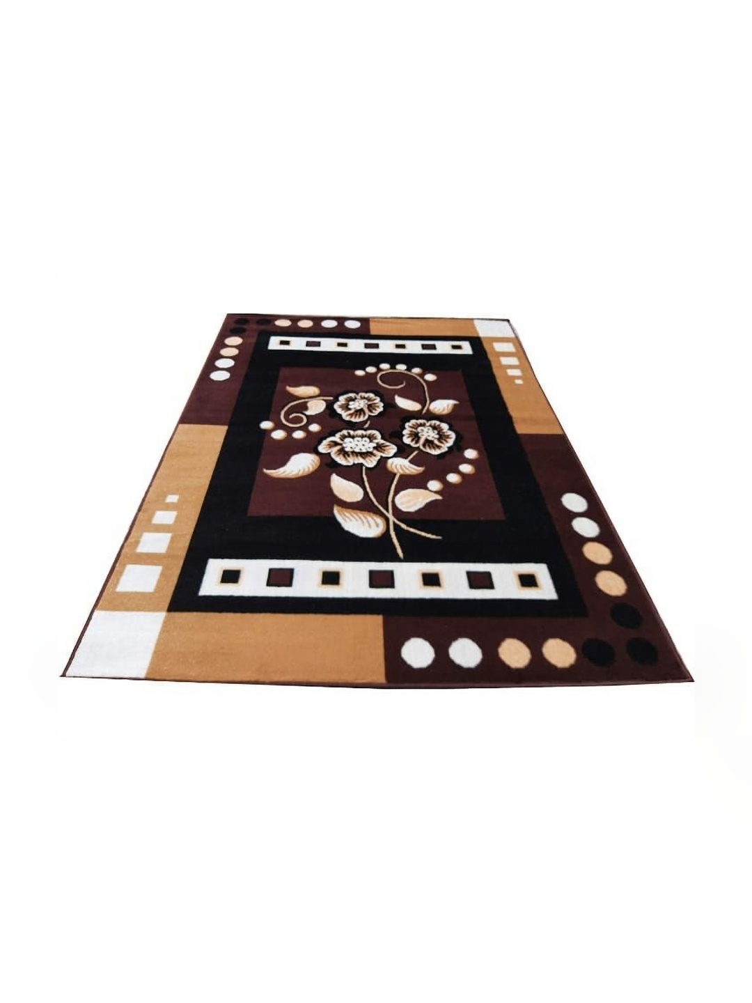 

Samjeeda Handloom carpets Cream Colored & Brown Floral Printed Anti-Skid Carpet