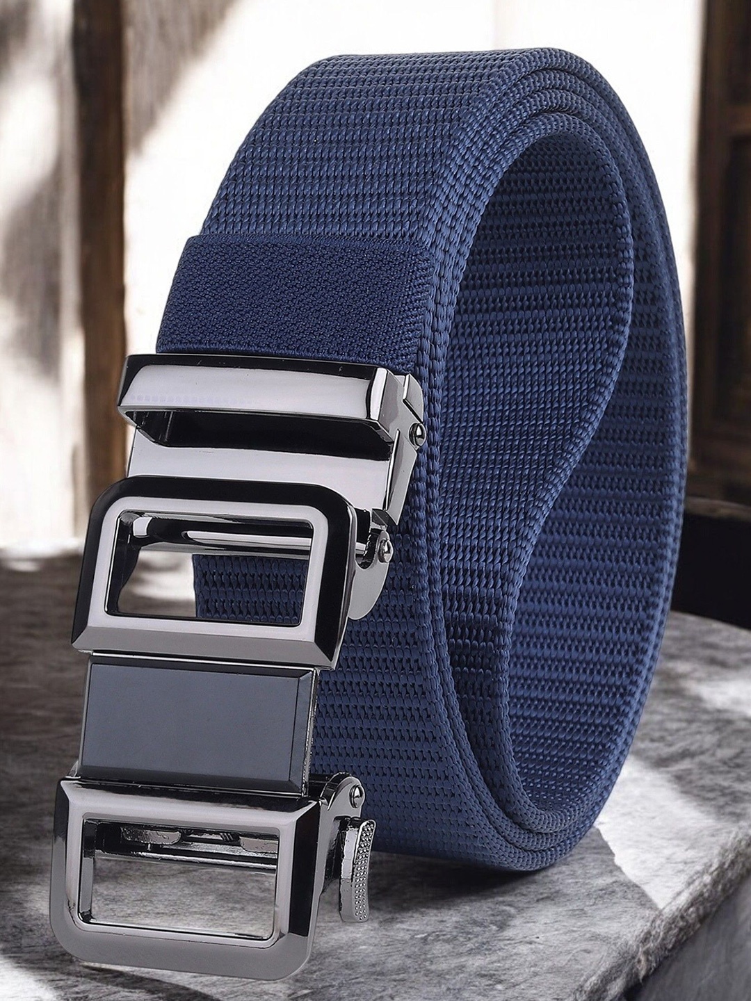 

glitchez Men Textured Adjustable Belt, Blue