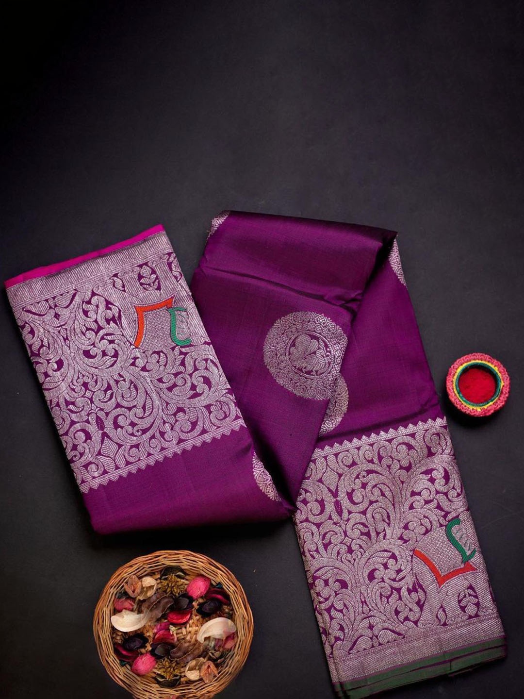 

Visit Wear Woven Design Zari Pure Silk Banarasi Saree, Purple