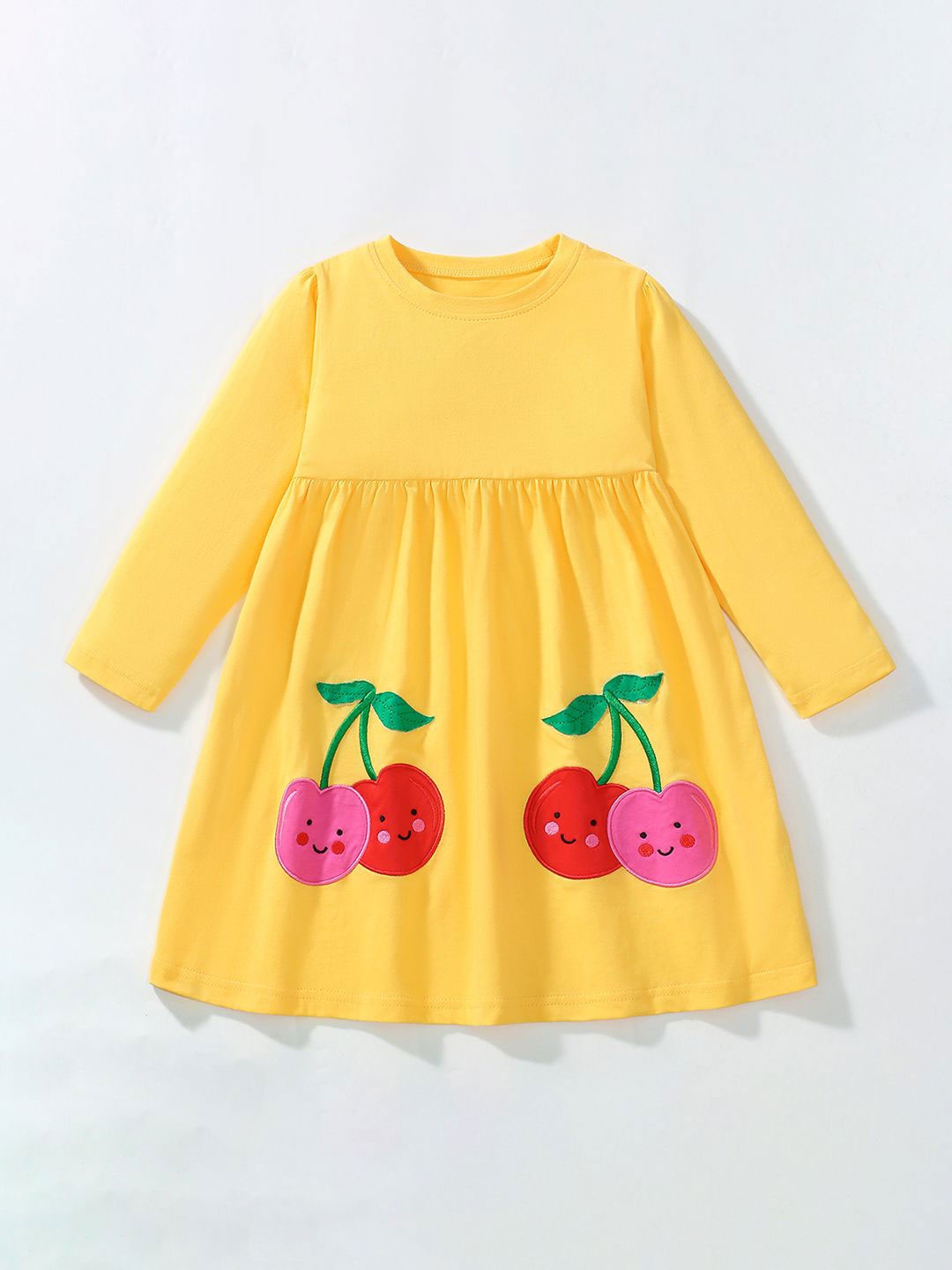 

JC SPARKLE Girls Printed Cotton A-Line Dress, Yellow