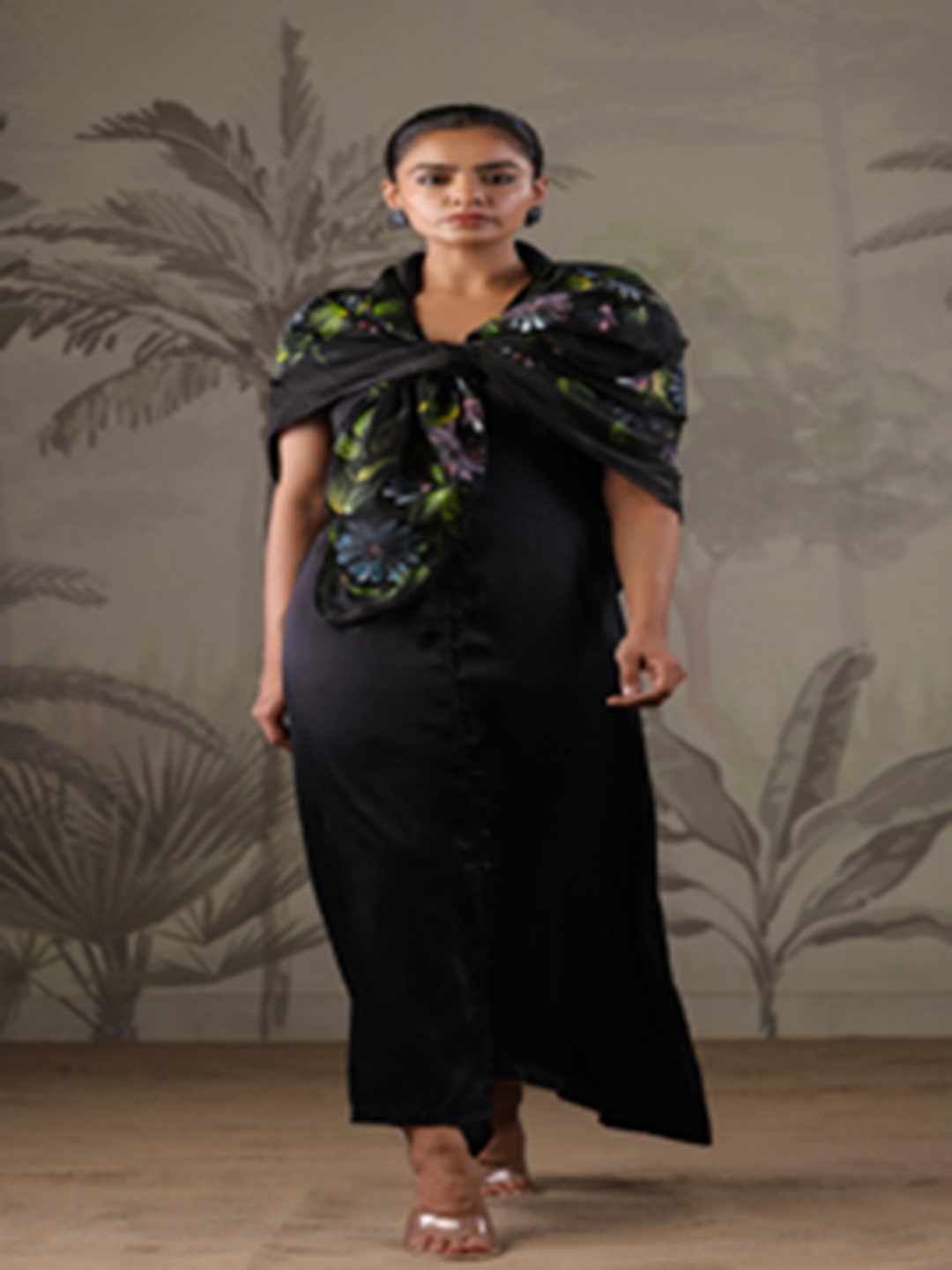 

Geroo Luxe Women Satin Maxi Dress, Black