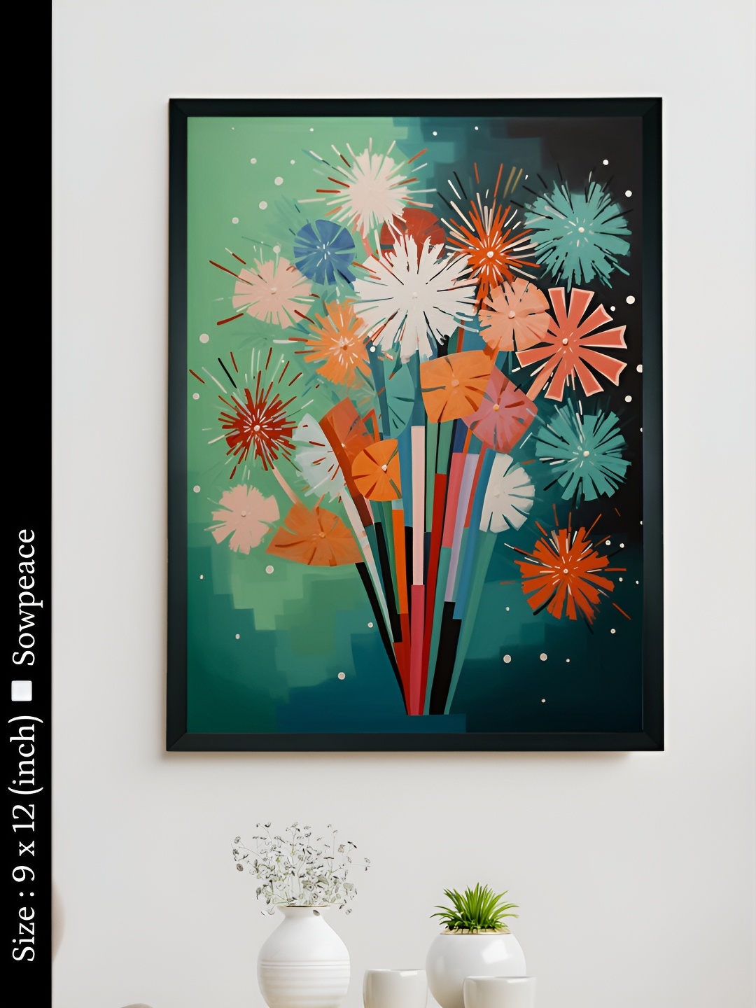 

SOWPEACE Green & Orange 1 Piece Canvas Abstract Wall Photographs