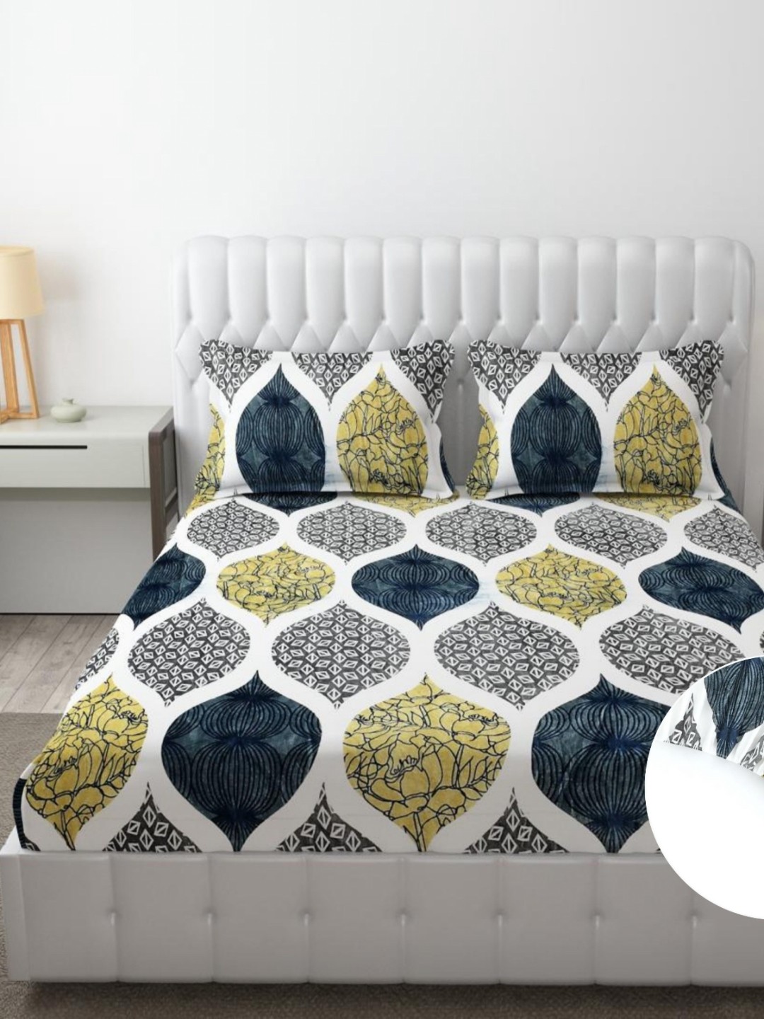 

Innovative Edge Yellow & White 300 TC Wool King Bedsheet Set 1.82 m x 1.98 m