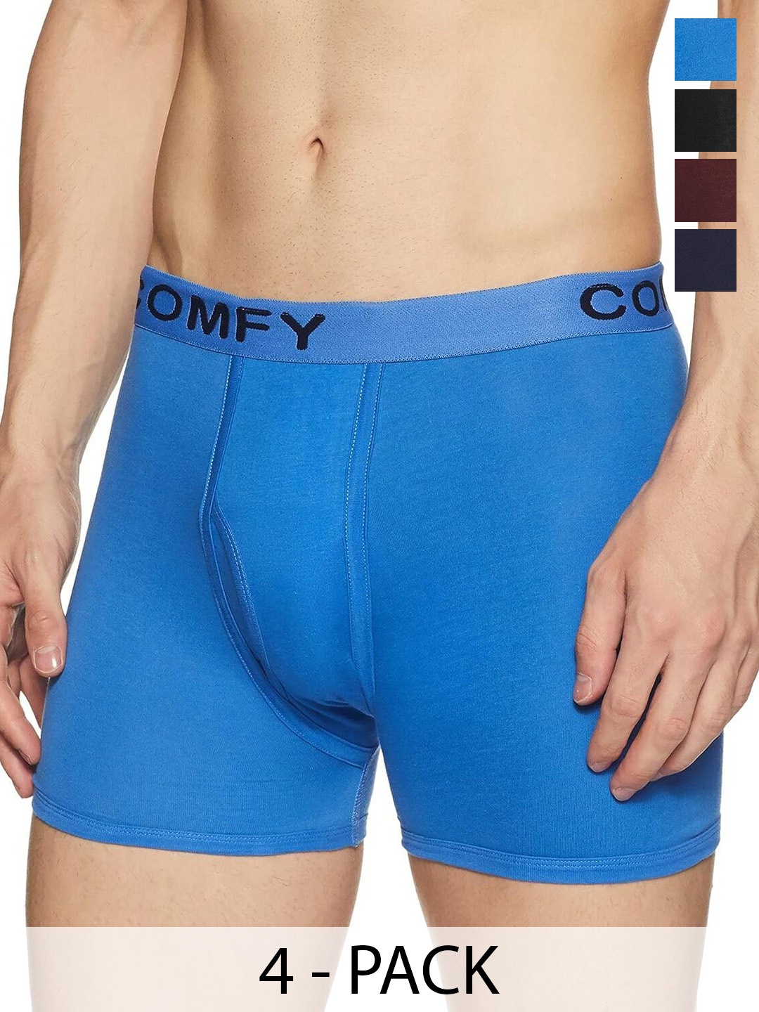 

AMUL COMFY Men Pack Of 4 Trunks Comfy-Plain-Trunk-OE-4-100, Blue